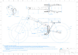 Harley-Davidson Aermacchi CRTT overview assembly drawing with tires and engine data