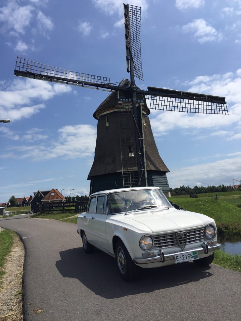 Classic windmill in Volendam. I think we are on a bicycle path! Yikes!