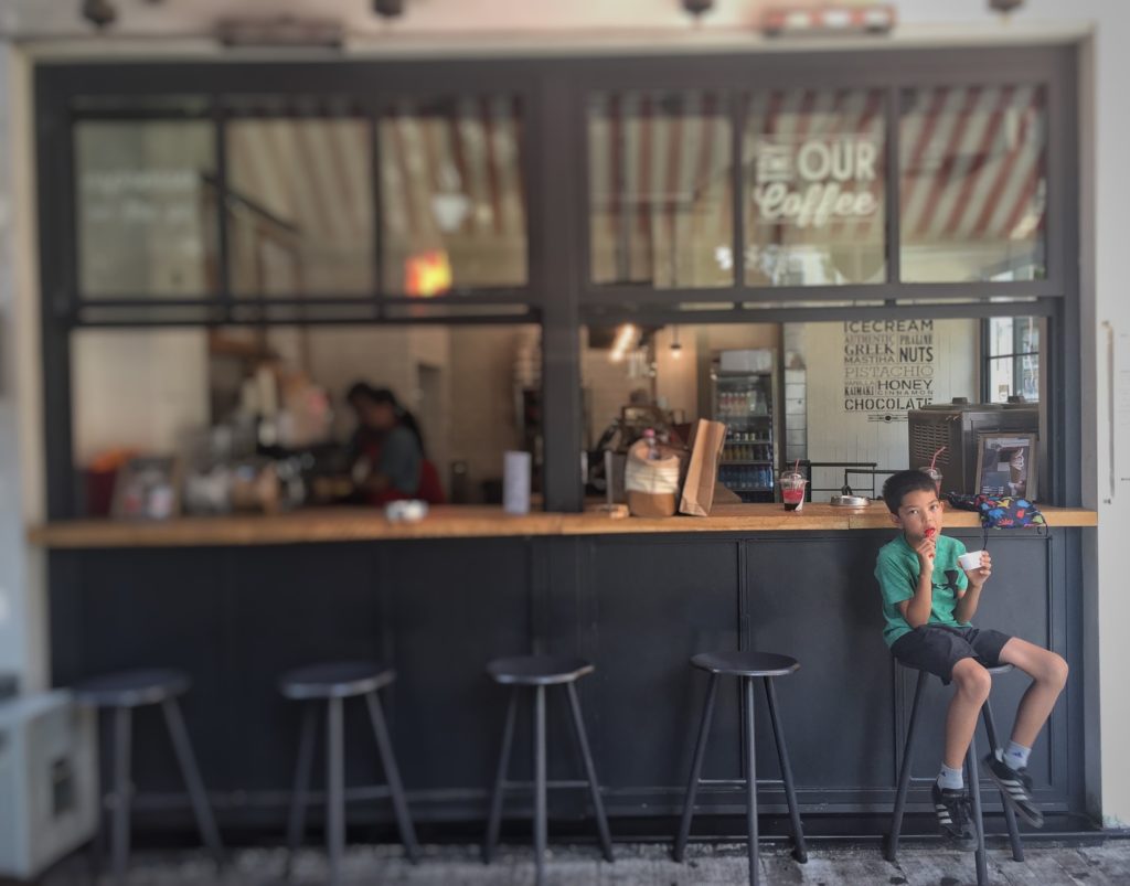 Hipster coffee and ice-cream shop in Athens.