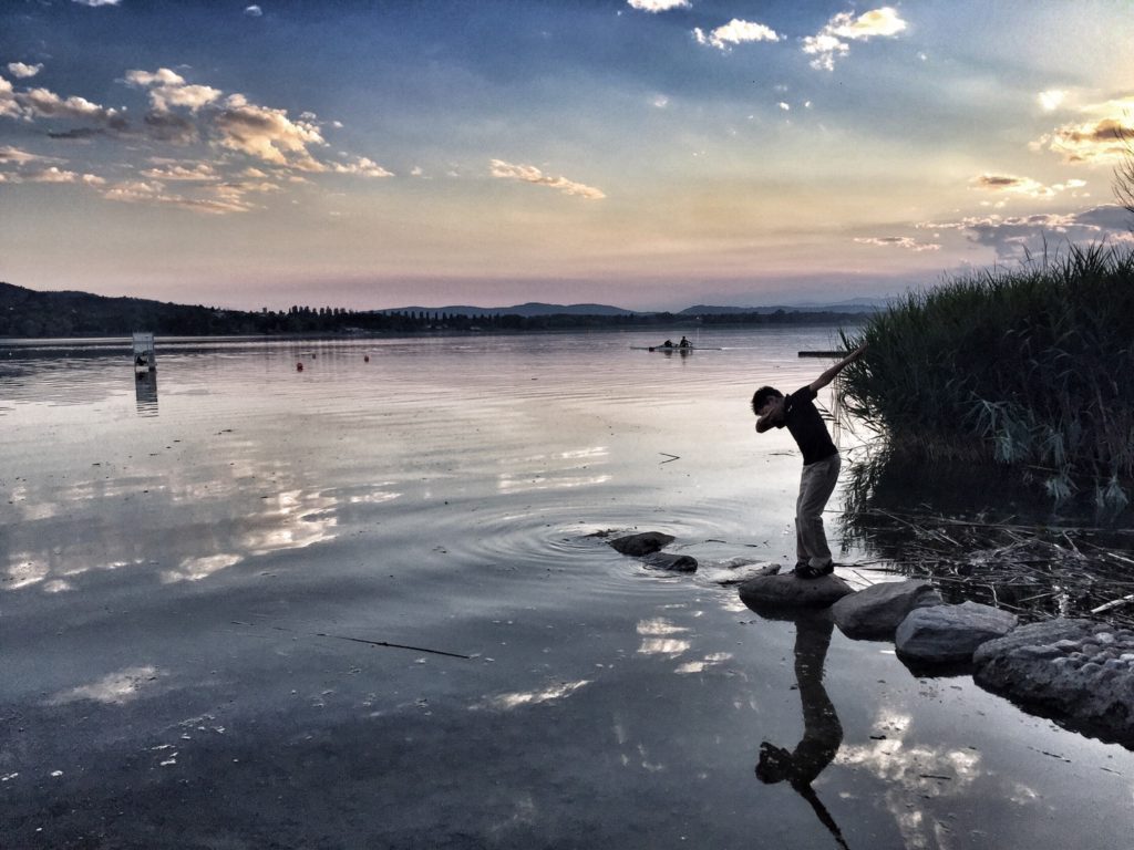 Jake at Lake Varese, on a nice walk with Enrico.