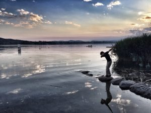 Jake at Lake Varese, on a nice walk with Enrico.