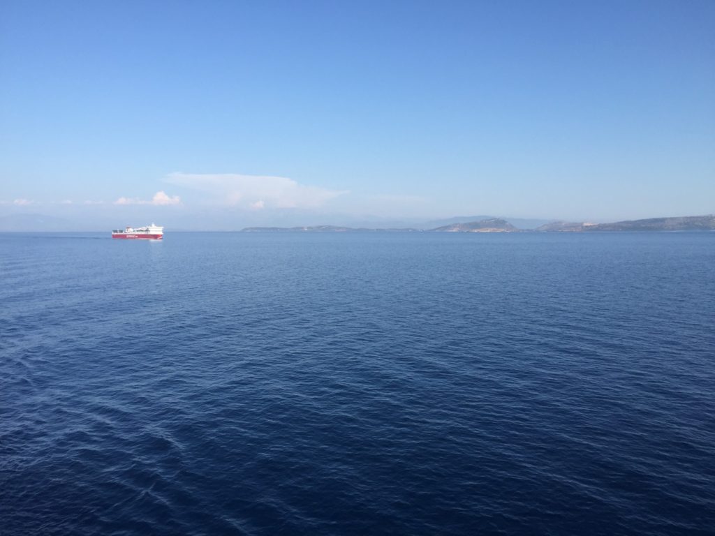 The water was beautiful. Another ferry on a different route.