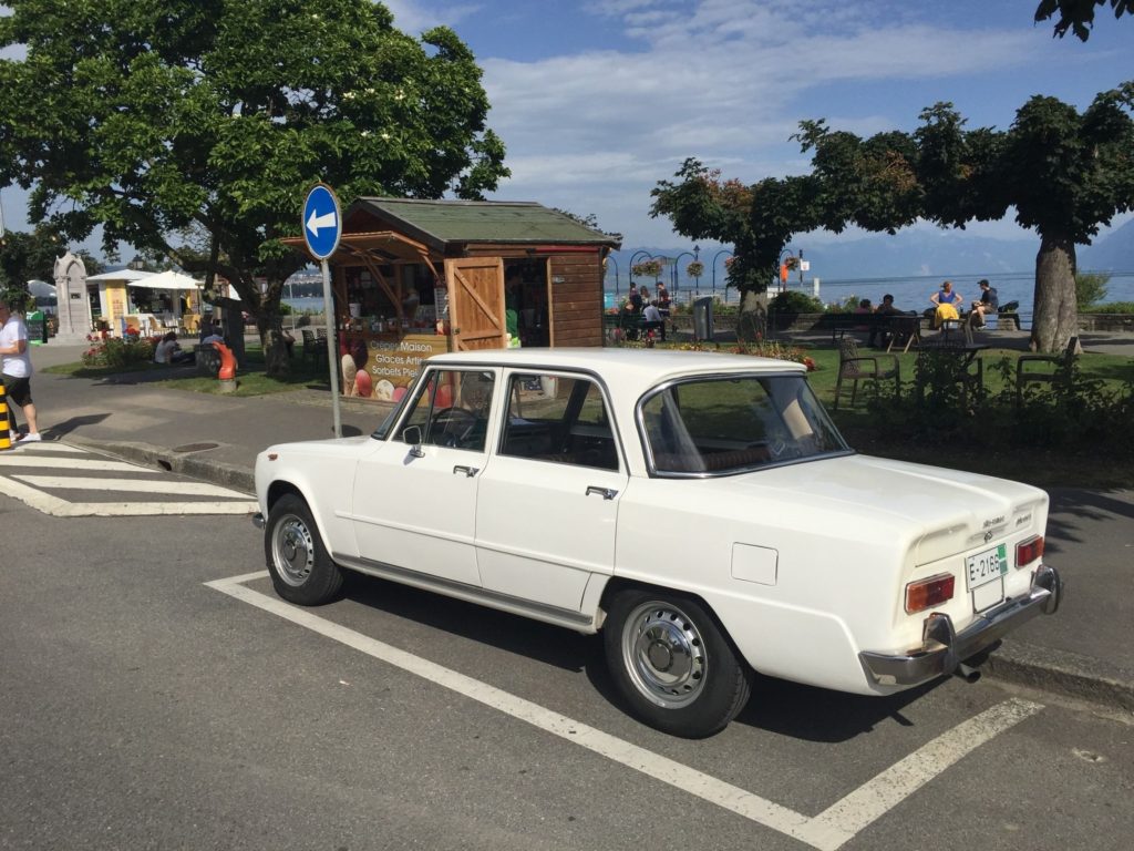 Parking in Morges, Switzerland. The ice cream vendor kept an eye on it.