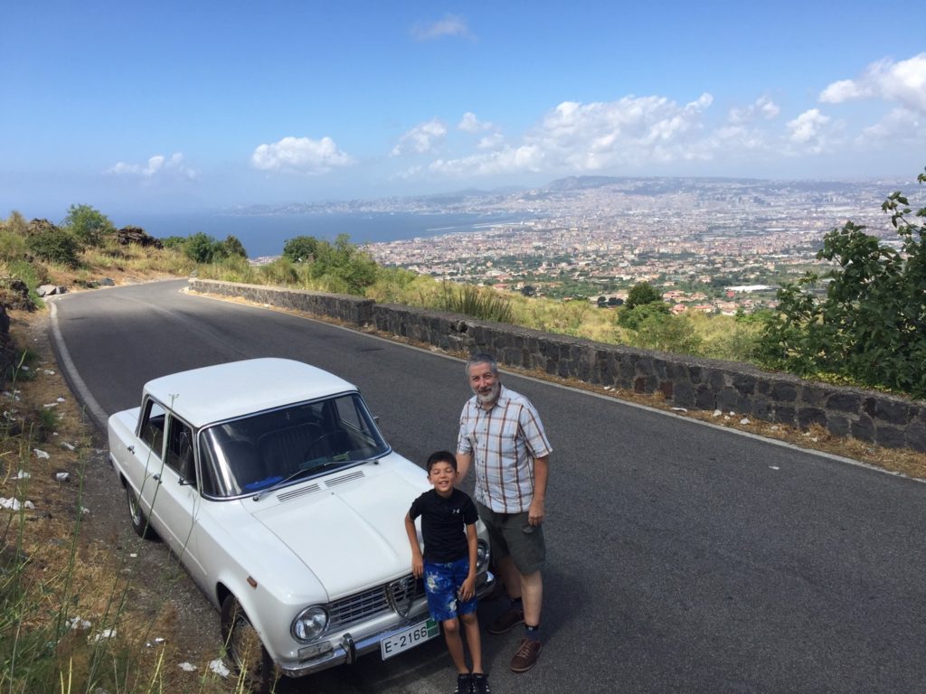 Jake and dad with the Alfa Romeo.