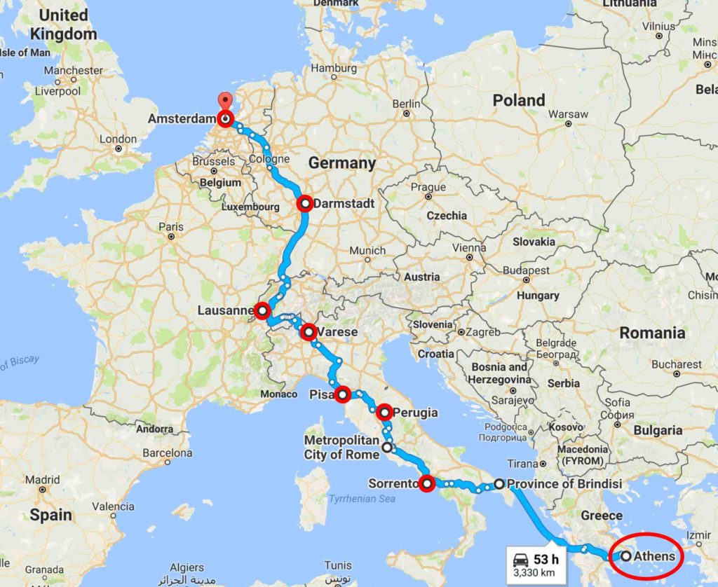Our little adventure - Athens to Amsterdam.