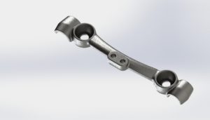 Computer 3D render of the Harley 45 frame triangle brace.