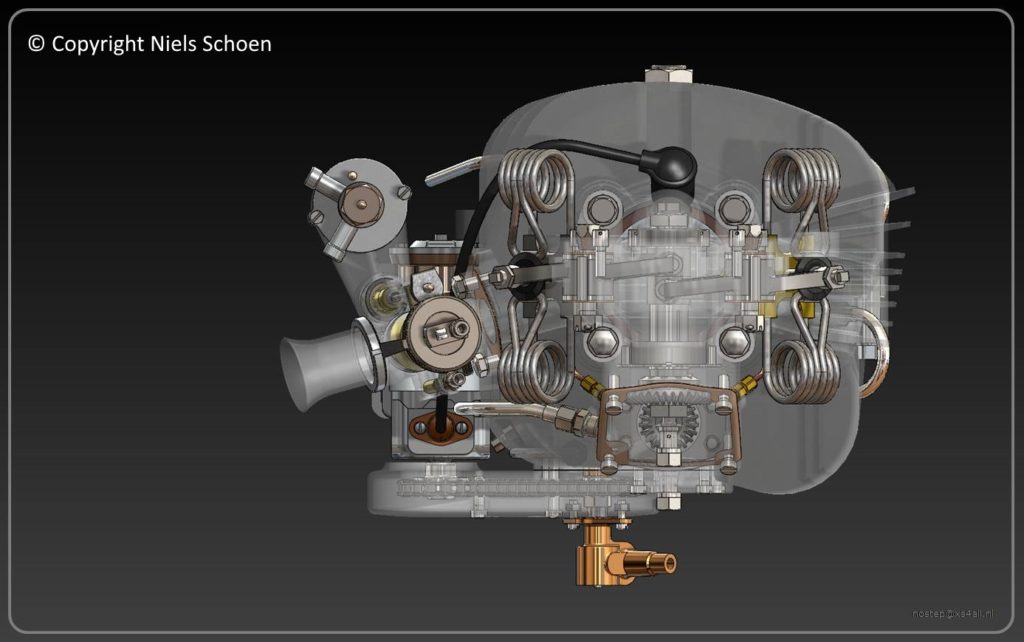 Between the legs view of Norton Manx - reverse engineer in SolidWorks