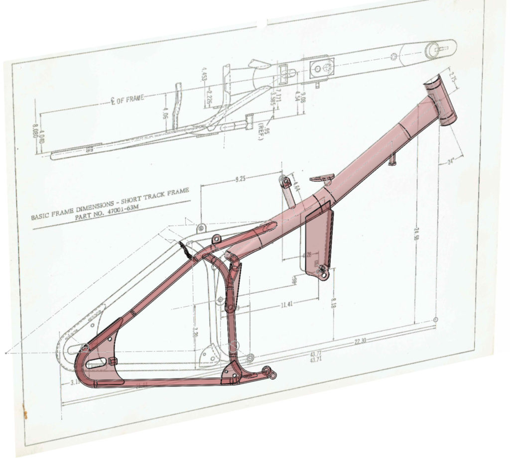 Angled frame superimposed on the drawing, simple view.