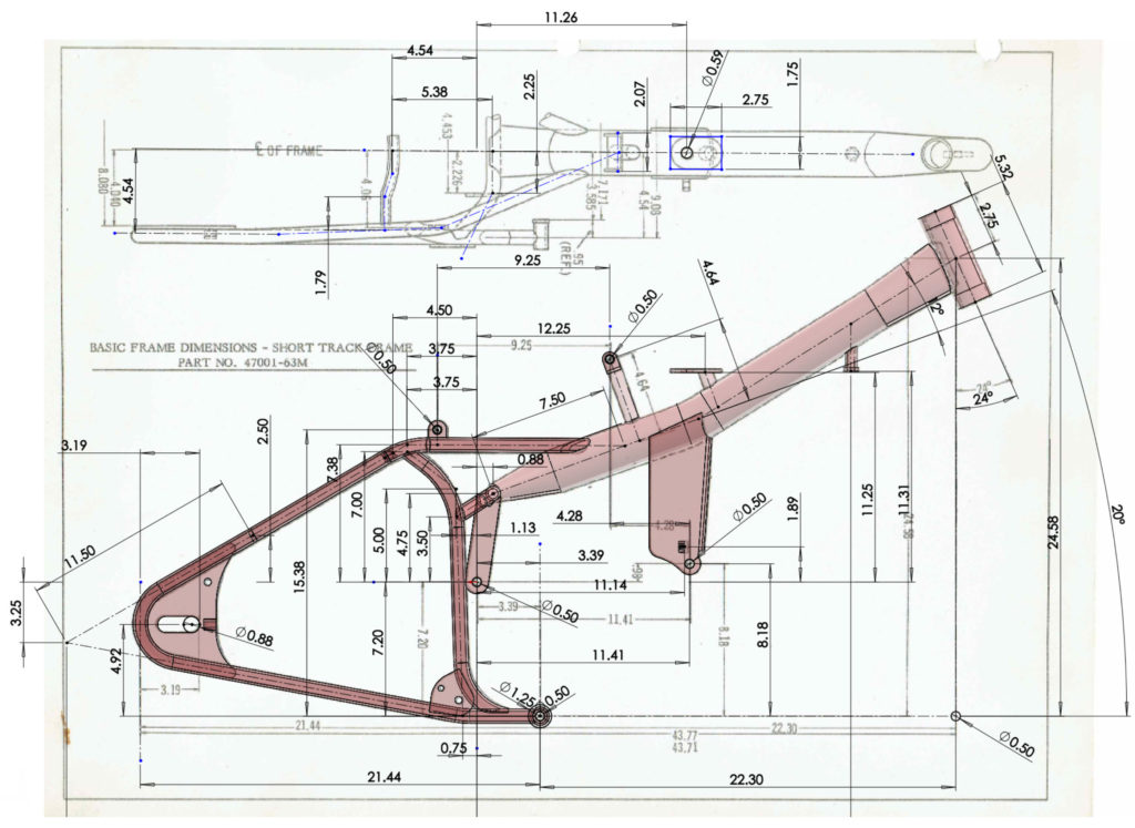 Side view superimposed on the drawing, complex view.