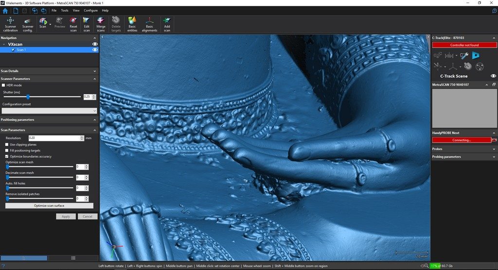 Very nice data displayed in Creaform VXElements software.