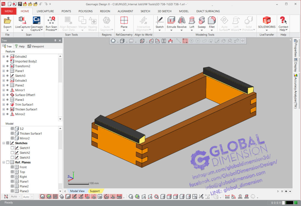 We use 3D Systems Geomagic DesignX for this drawing.