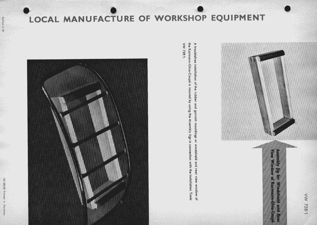 Original instructions of ‘Assembly Jig for Windshield and Rear Window of Karmann Ghia Coupe (VW 738-1)’