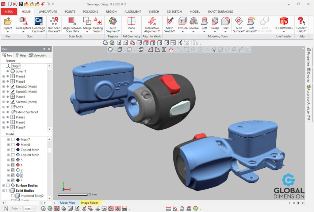 Triumph T-120 brake master cylinder Faro laser scanner, Geomagic, DesignX, and SolidWorks