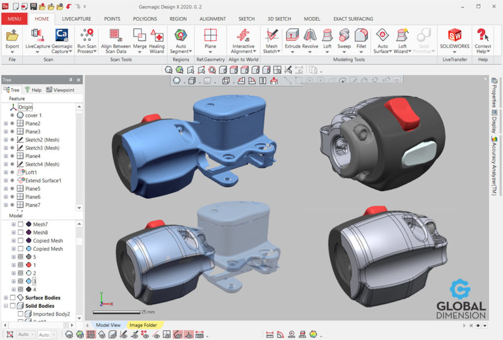 Triumph T-120 brake master cylinder Faro laser scanner, Geomagic, DesignX, and SolidWorks