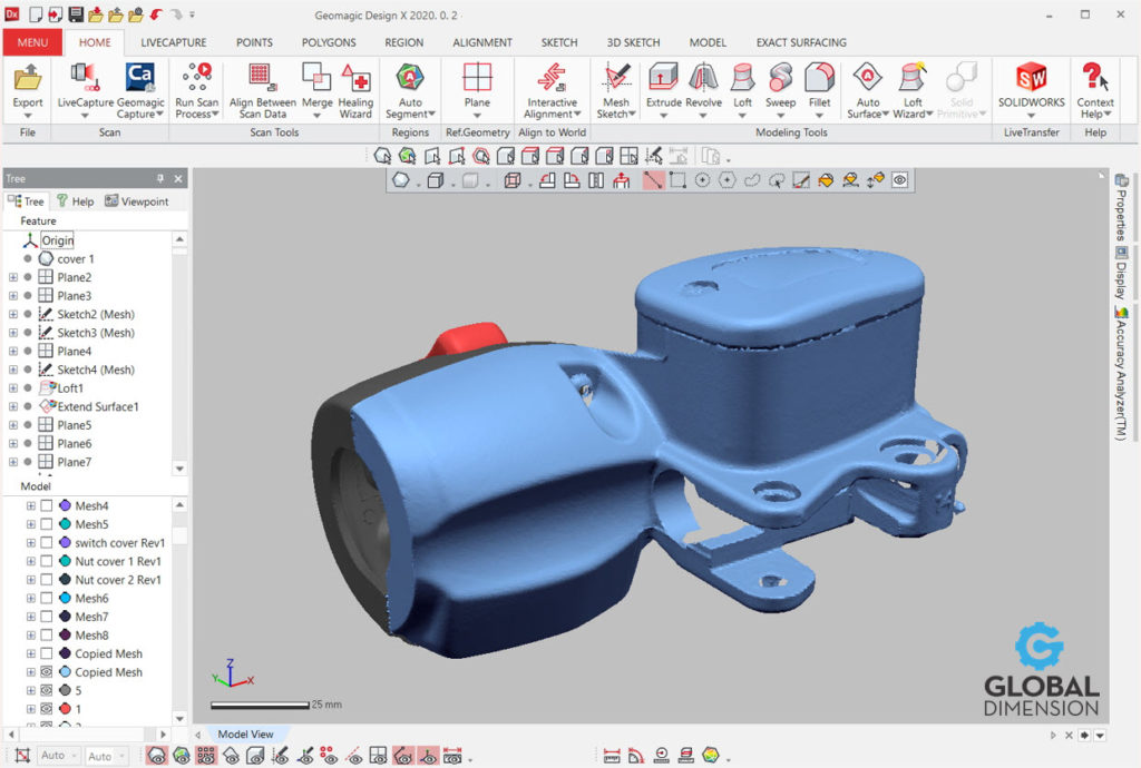 Triumph T-120 brake master cylinder Faro laser scanner, Geomagic, DesignX, and SolidWorks