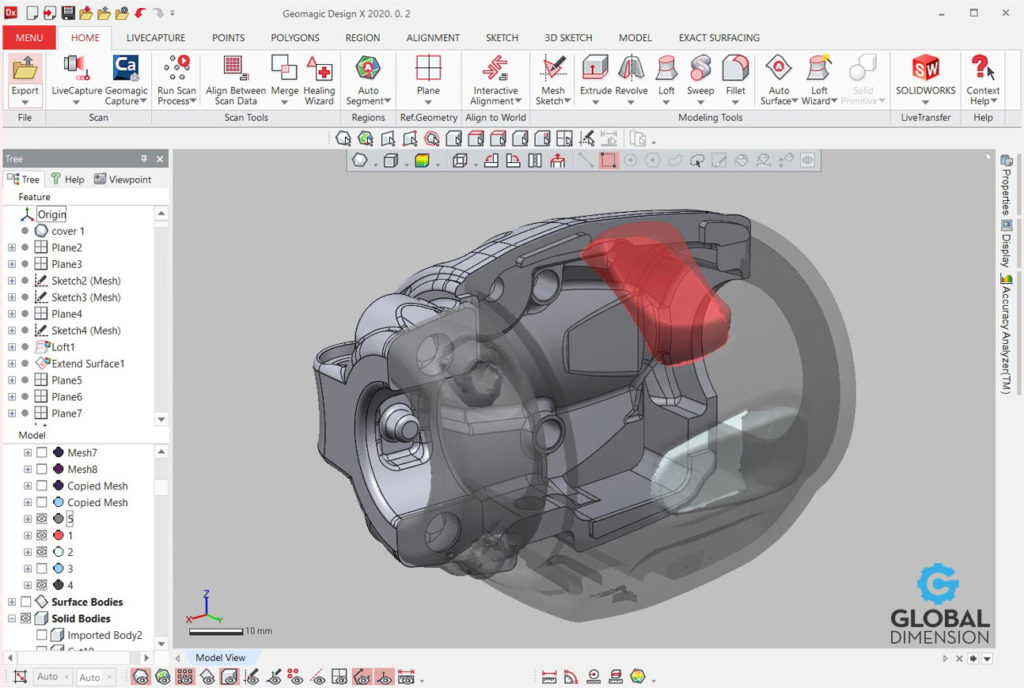 Triumph T-120 brake master cylinder Faro laser scanner, Geomagic, DesignX, and SolidWorks