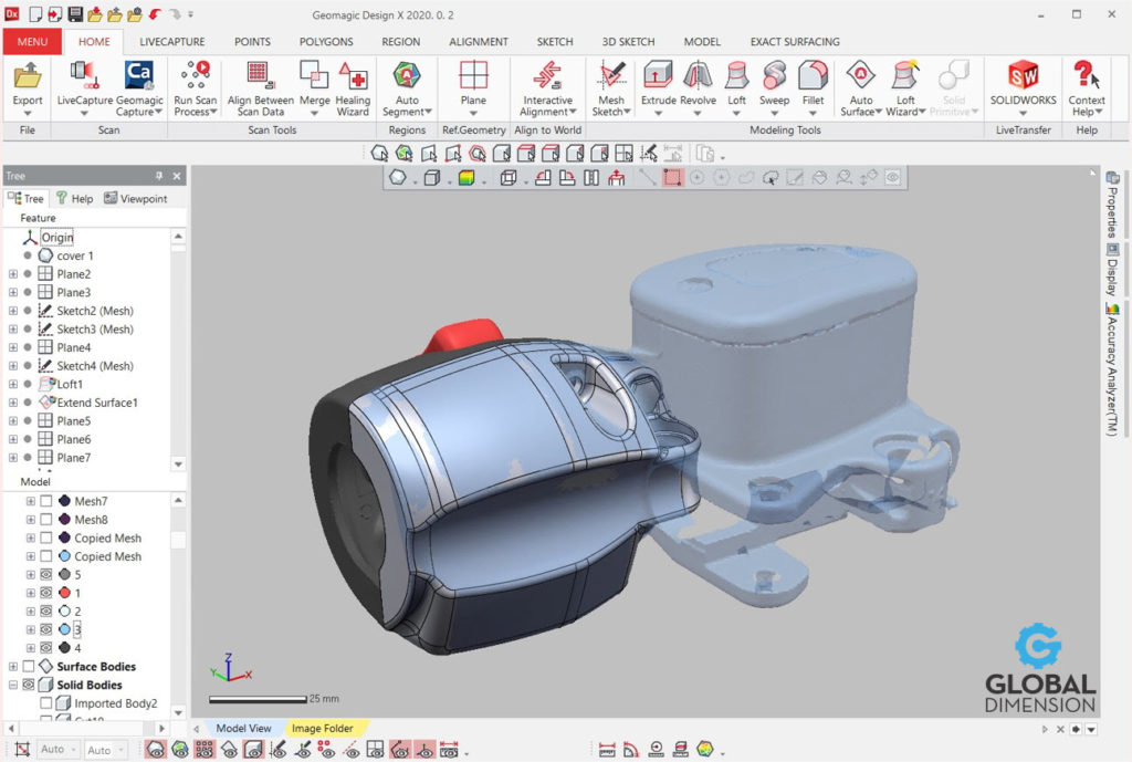 Triumph T-120 brake master cylinder Faro laser scanner, Geomagic, DesignX, and SolidWorks