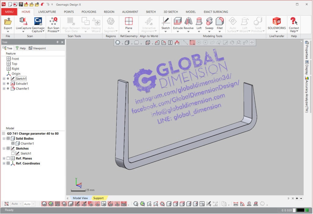 Reproducing a part using Creaform, Geomagic DesignX, Wrap and SolidWorks