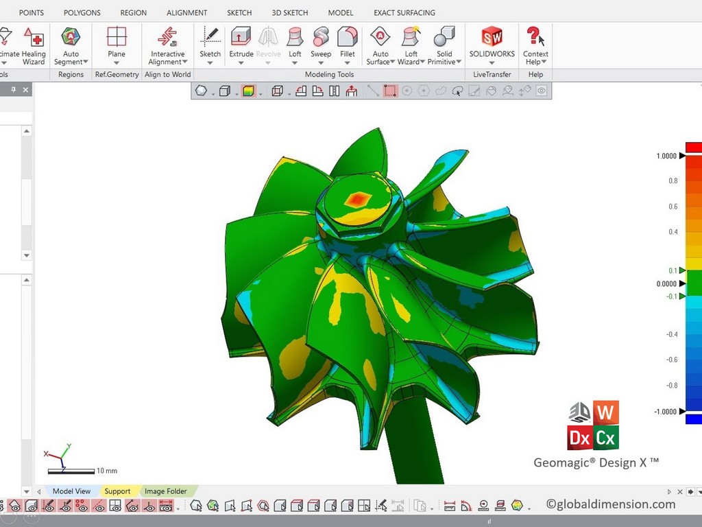 We use SolidWorks, 3D Systems Geomagic DesignX, Creaform Metra and Creaform C-track, along with Faro Quantum arm and Faro LLP laser for 3D scanning.