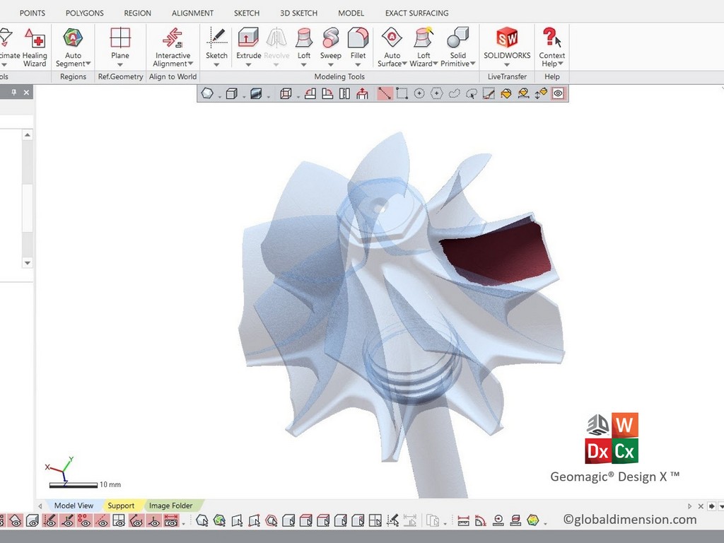 We use SolidWorks, 3D Systems Geomagic DesignX, Creaform Metra and Creaform C-track, along with Faro Quantum arm and Faro LLP laser for 3D scanning.